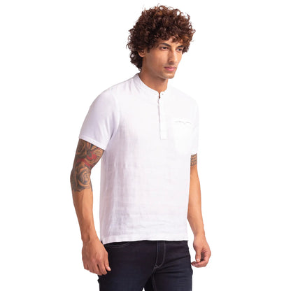 Men White Regular Fit Solid Cotton T-Shirt