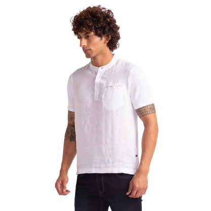 Men White Regular Fit Solid Cotton T-Shirt