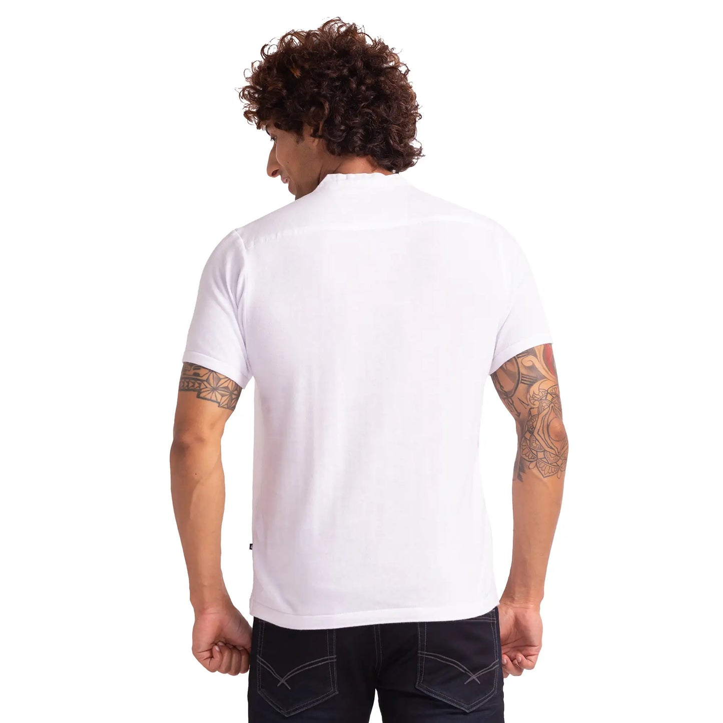 Men White Regular Fit Solid Cotton T-Shirt