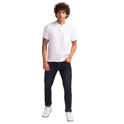 Men White Regular Fit Solid Cotton T-Shirt