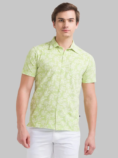Men Green Regular Fit Print Cotton T-Shirt