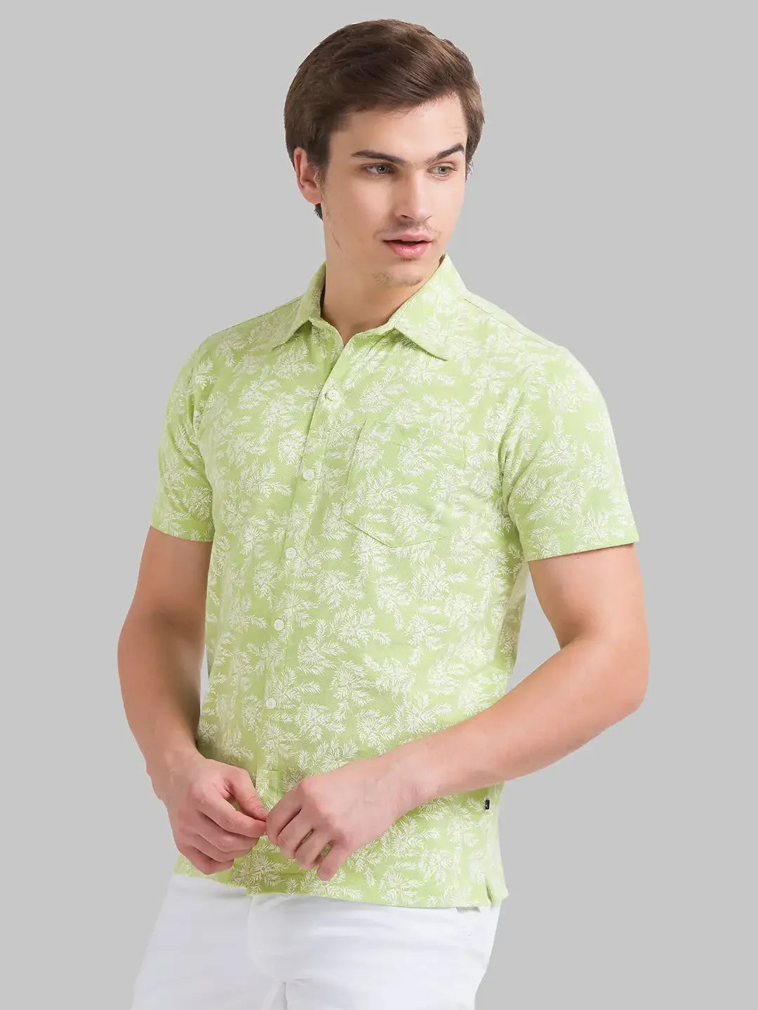 Men Green Regular Fit Print Cotton T-Shirt