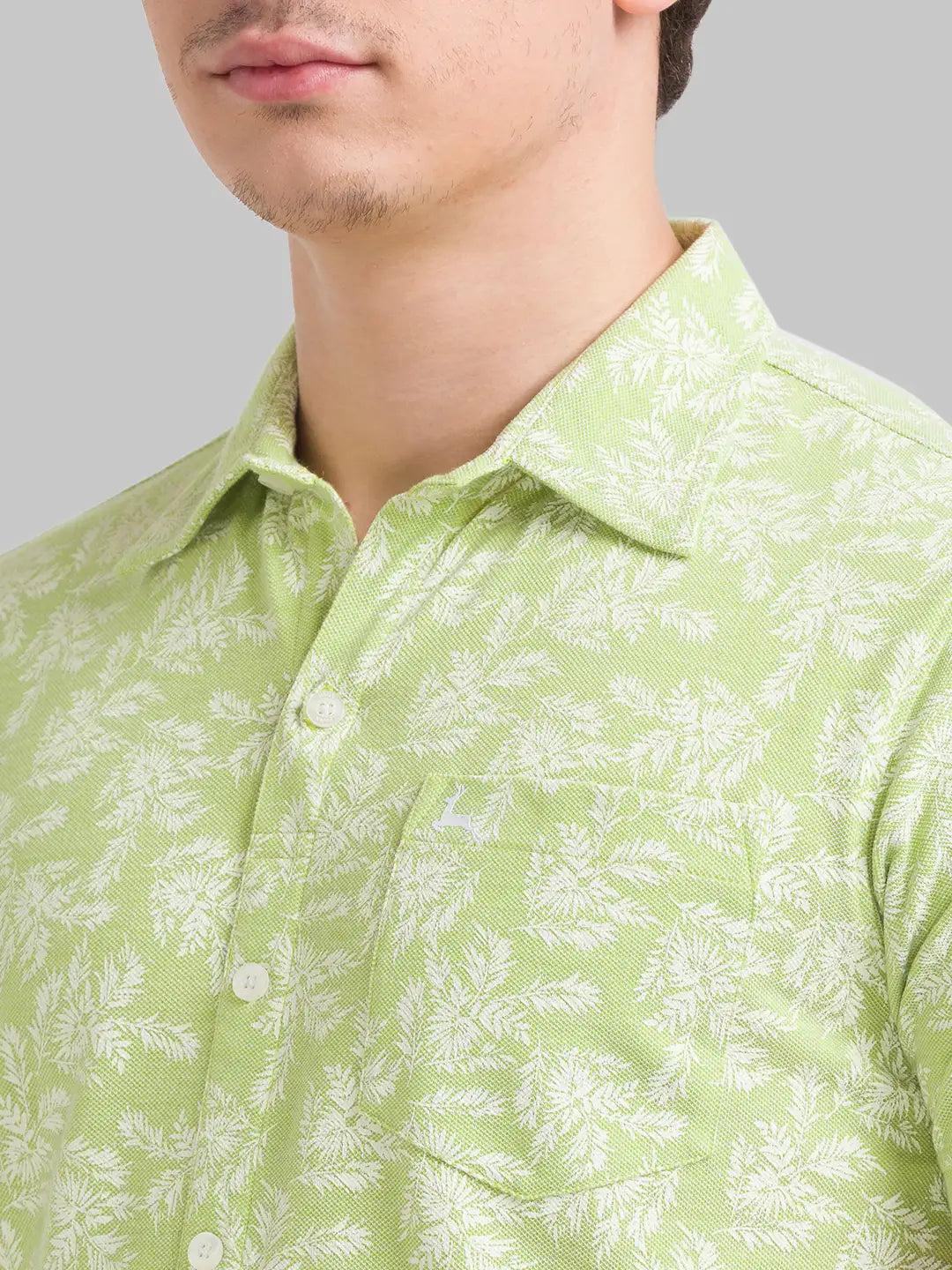 Men Green Regular Fit Print Cotton T-Shirt