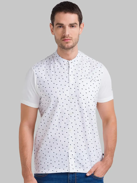 Men White Regular Fit Print Cotton T-Shirt