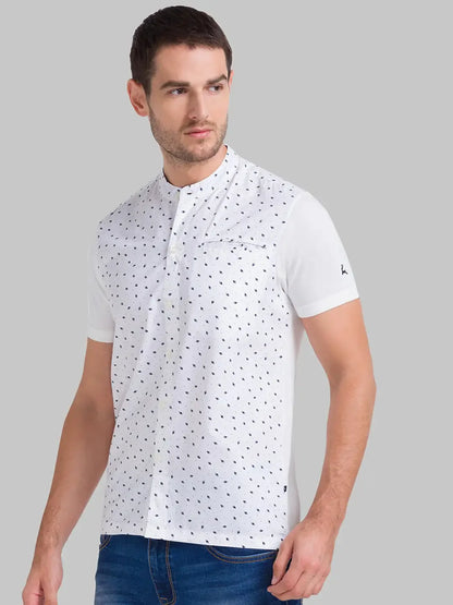Men White Regular Fit Print Cotton T-Shirt