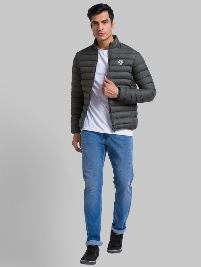 Parx Men Green Solid Polyester Jacket