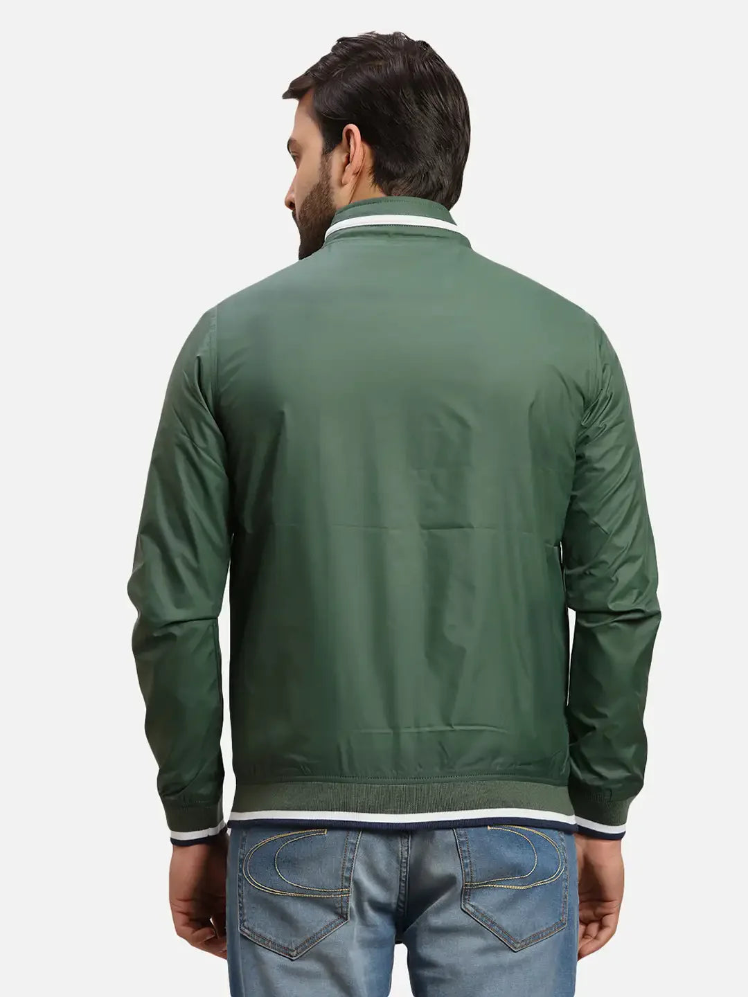 Parx Men Green Solid Polyester Full Sleeve Jacket
