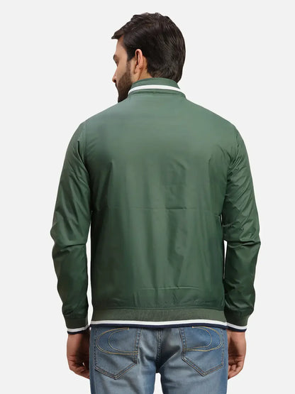 Parx Men Green Solid Polyester Full Sleeve Jacket