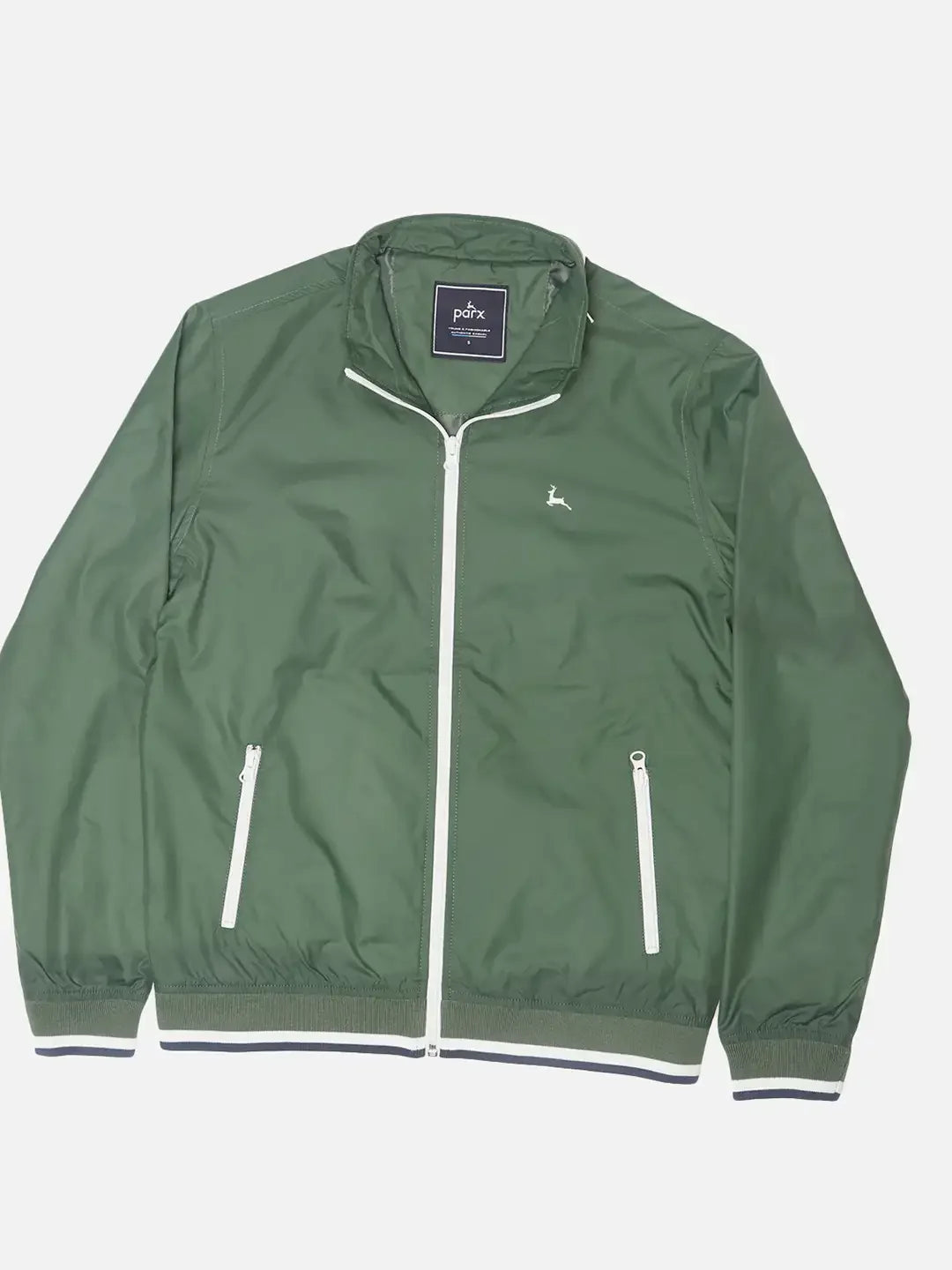 Parx Men Green Solid Polyester Full Sleeve Jacket