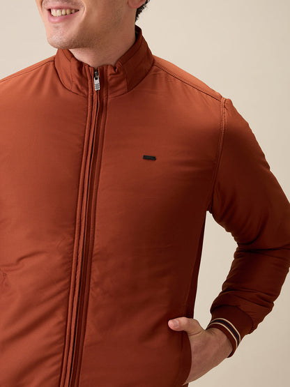 Parx Men Orange Solid Polyester Full Sleeve Jacket