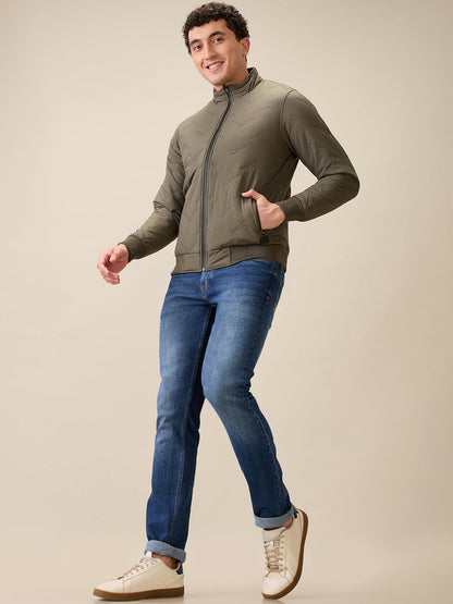 Parx Men Green Solid Polyester Full Sleeve Jacket