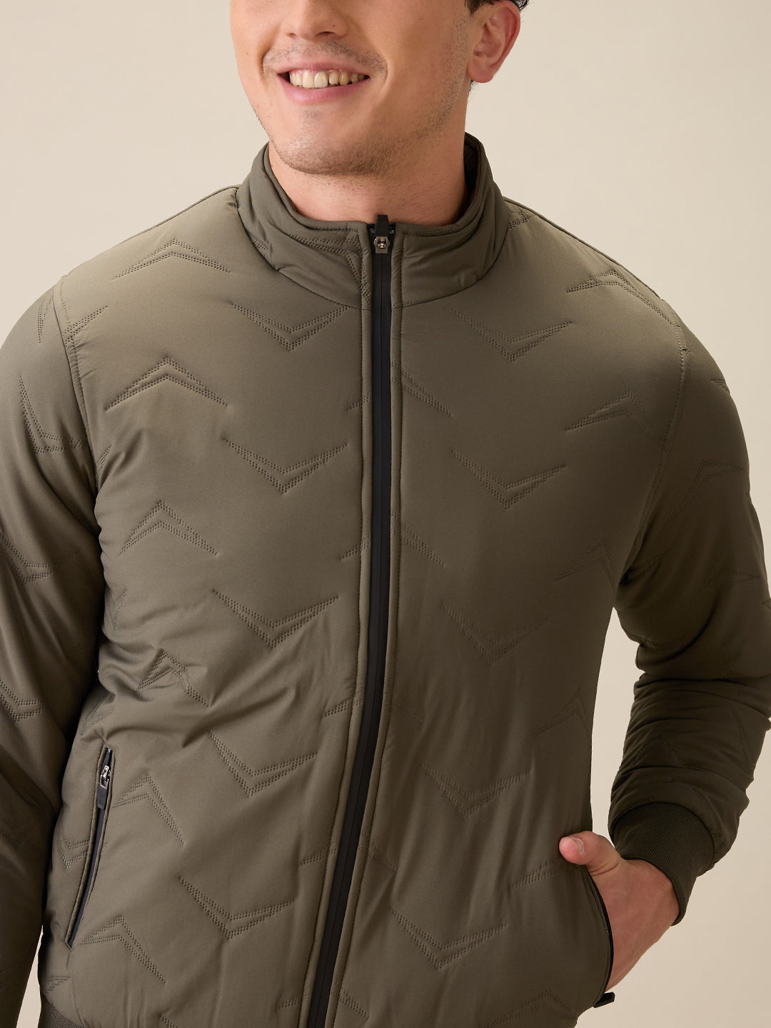 Parx Men Green Solid Polyester Full Sleeve Jacket