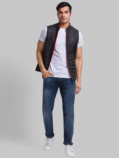 Parx Men Black Solid Polyester Jacket