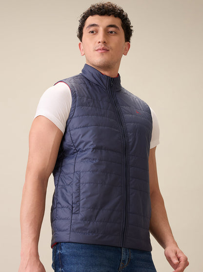 Parx Men Red Solid Polyester Sleeveless Jacket