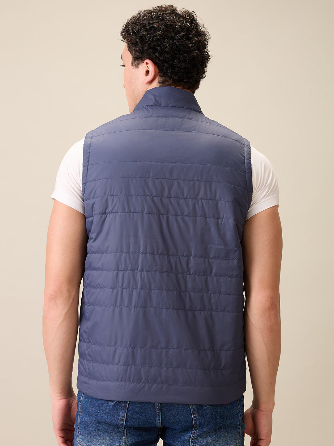 Parx Men Red Solid Polyester Sleeveless Jacket