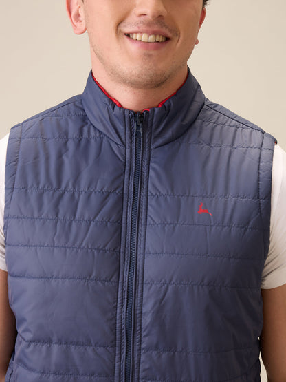 Parx Men Red Solid Polyester Sleeveless Jacket