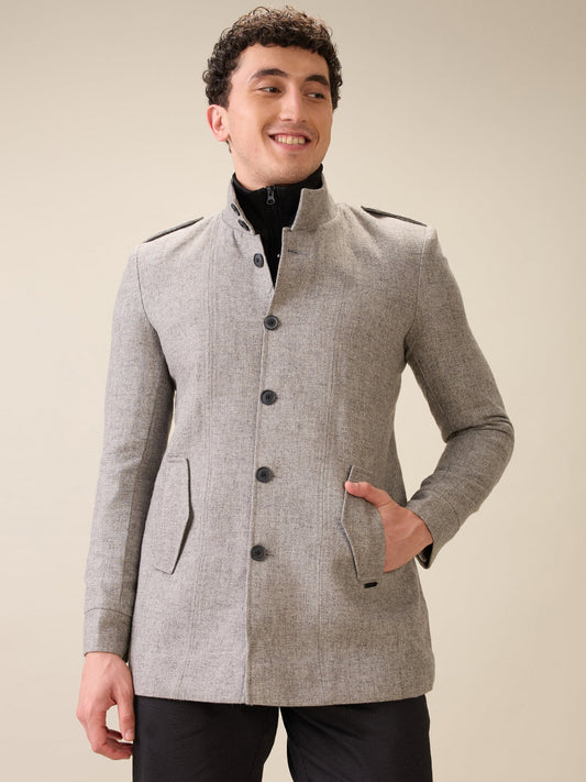 Parx Men Grey Structure Polyester Jacket