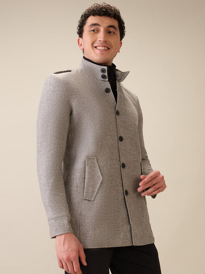 Parx Men Grey Structure Polyester Jacket