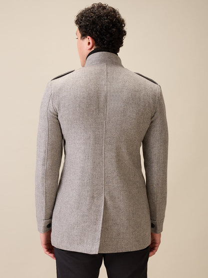 Parx Men Grey Structure Polyester Jacket