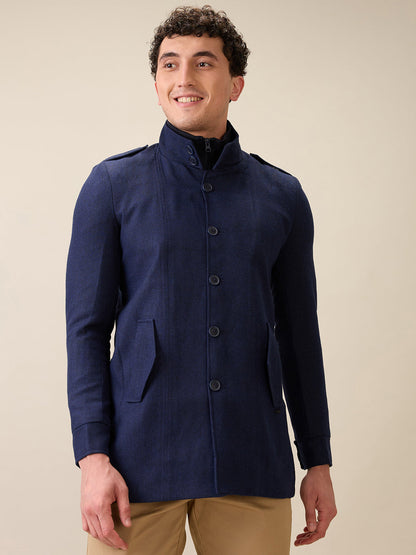 Parx Men Blue Yarn Dyed Polyester Jacket