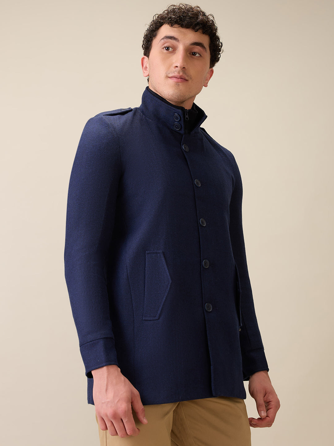 Parx Men Blue Yarn Dyed Polyester Jacket