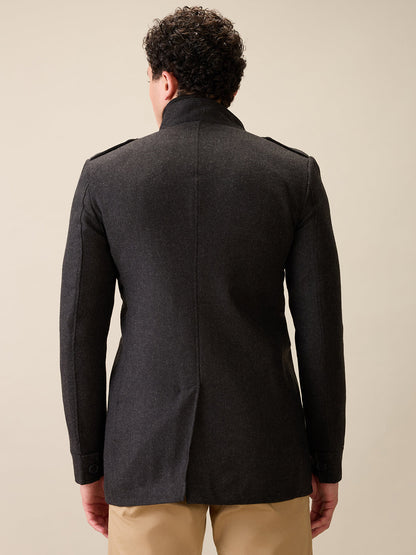 Parx Men Grey Yarn Dyed Polyester Jacket