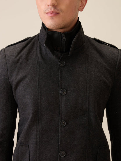 Parx Men Grey Yarn Dyed Polyester Jacket