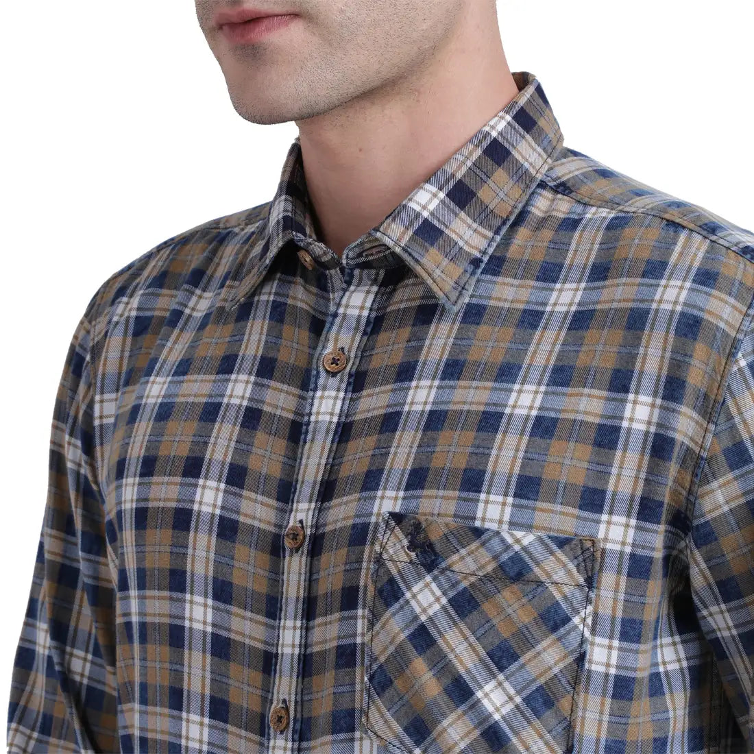 Men Brown Slim Fit Checks Cotton Full Sleeve Shirts