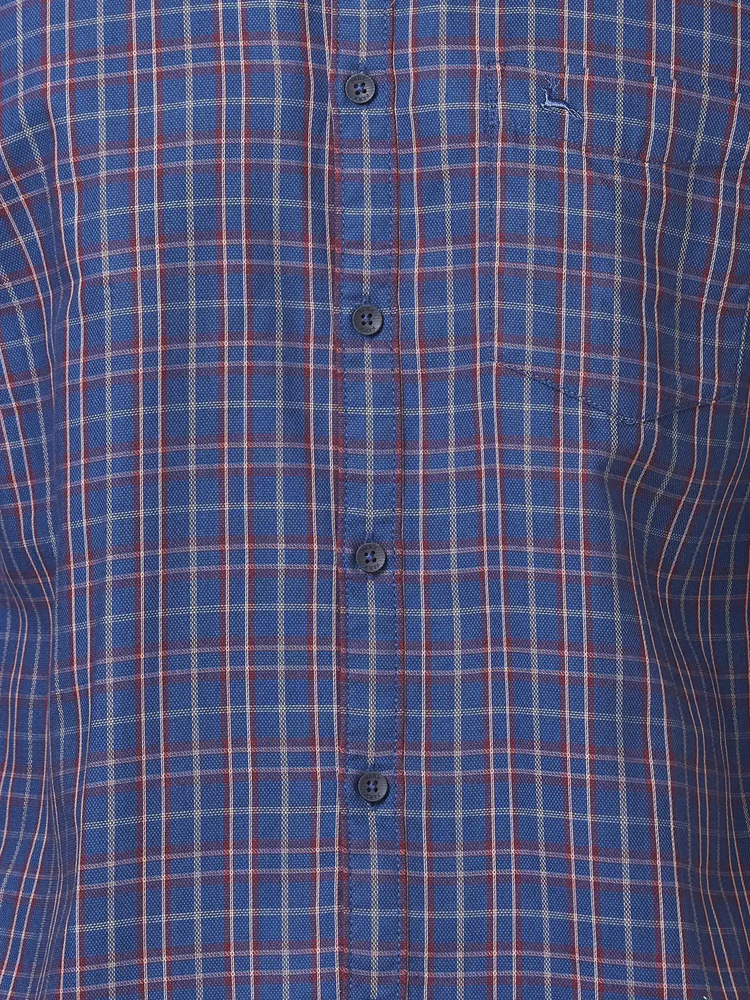 Men Blue Slim Fit Checks Cotton Full Sleeve Shirts