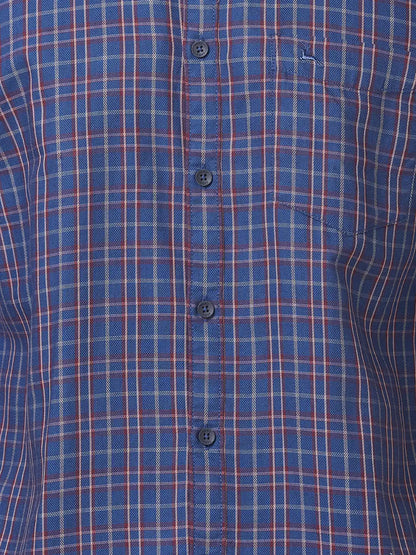 Men Blue Slim Fit Checks Cotton Full Sleeve Shirts