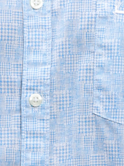 Parx Men Blue Printed Slim Fit Cotton Full Sleeve Cut Away Collar Shirt