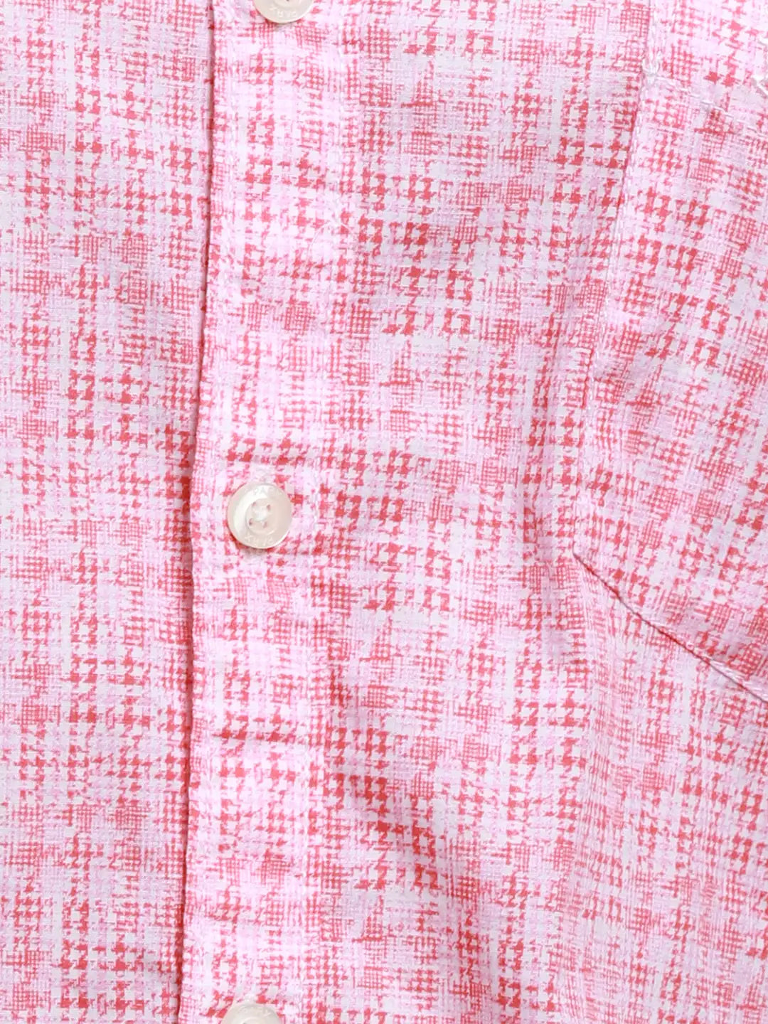 Men Red Slim Fit Print Cotton Full Sleeve Cut Away Collar Shirts
