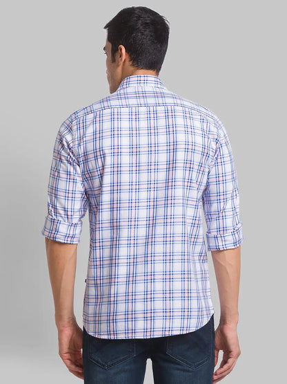 Men Red Slim Fit Checks Cotton Blend Full Sleeve Shirts