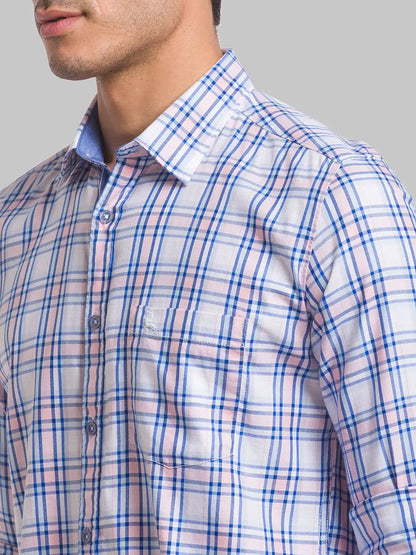 Men Red Slim Fit Checks Cotton Blend Full Sleeve Shirts