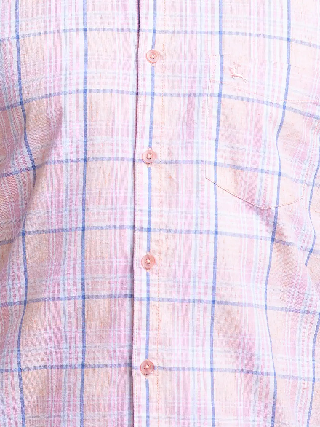 Parx Men Orange Checks Slim Fit Cotton Blend Full Sleeve Shirts