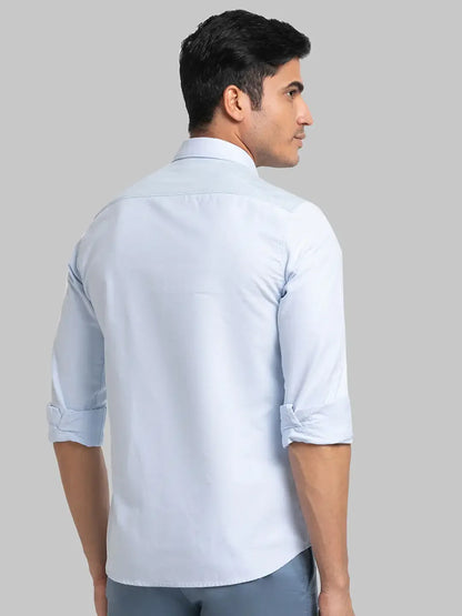 Men Blue Slim Fit Solid Cotton Full Sleeve Shirts