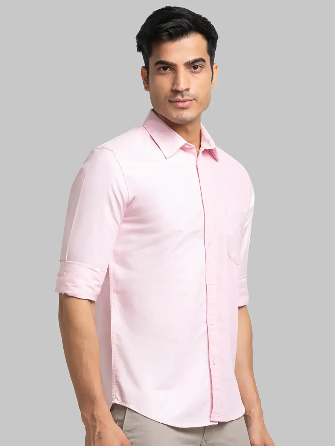 Parx Men Pink Solid Slim Fit Cotton Casual Shirt