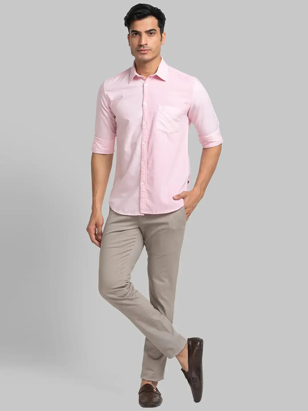 Parx Men Pink Solid Slim Fit Cotton Casual Shirt