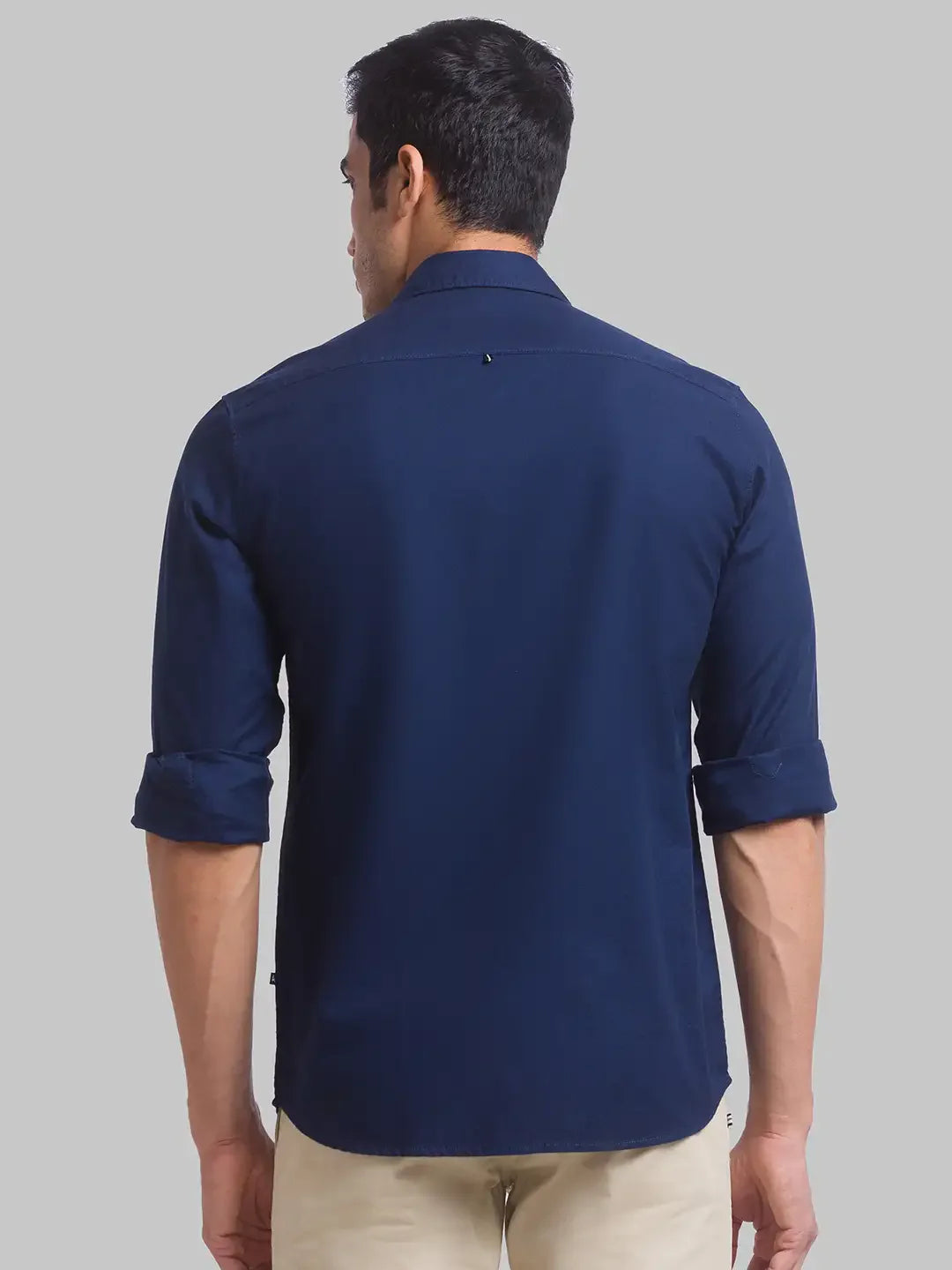 Men Blue Slim Fit Solid Cotton Full Sleeve Shirts