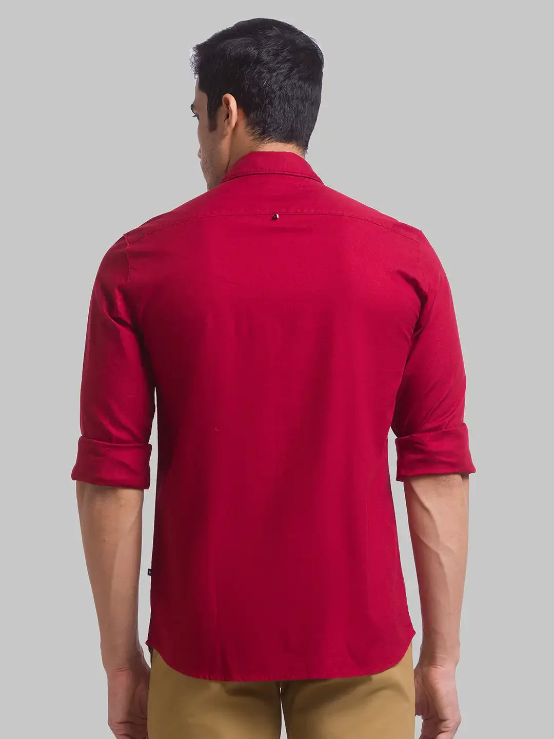Men Red Slim Fit Solid Cotton Full Sleeve Shirts