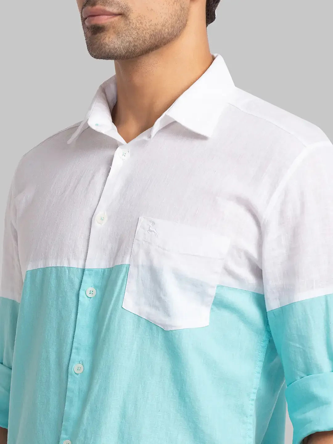 Men Blue Slim Fit Solid Cotton Blend Full Sleeve Shirts