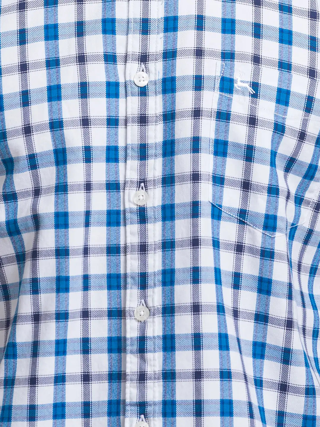 Parx Men Blue Checks Slim Fit Cotton Full Sleeve Shirts