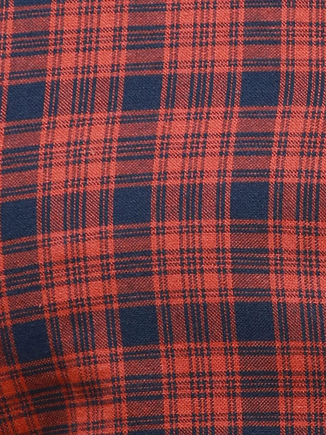 Parx Men Red Checks Slim Fit Cotton Full Sleeve Shirts