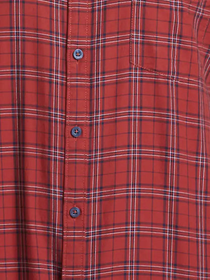 Men Red Slim Fit Checks Cotton Full Sleeve Shirts