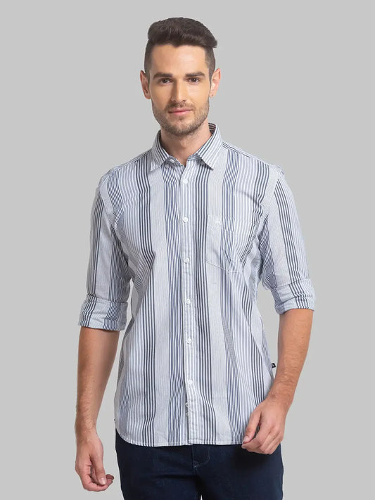 Men Blue Slim Fit Checks Cotton Full Sleeve Shirts