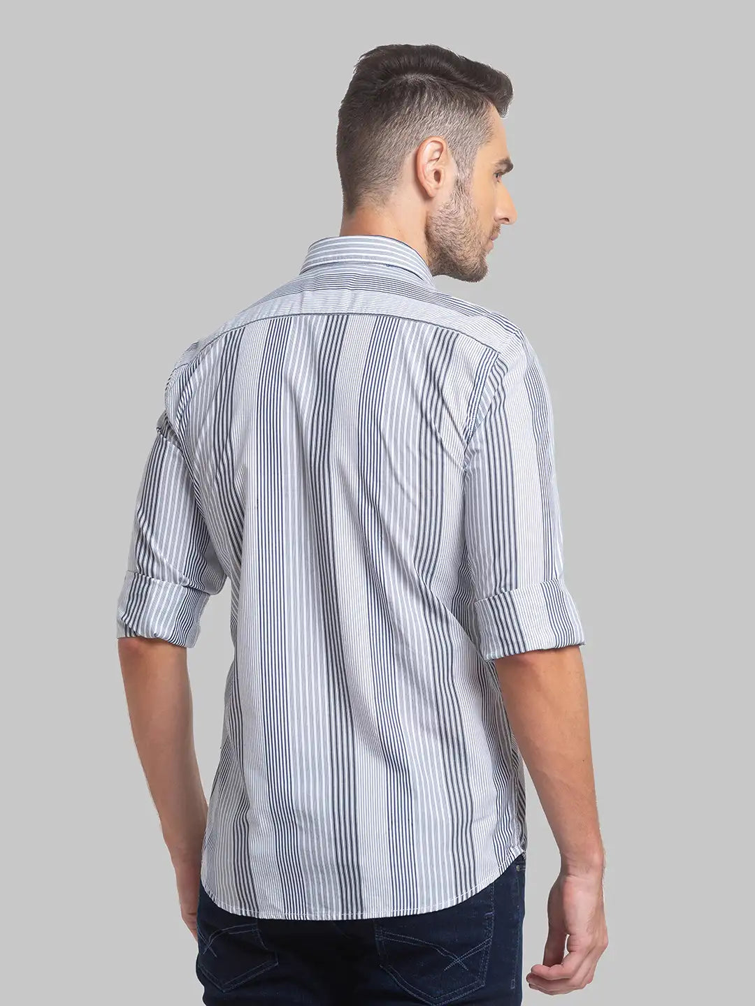 Men Blue Slim Fit Checks Cotton Full Sleeve Shirts