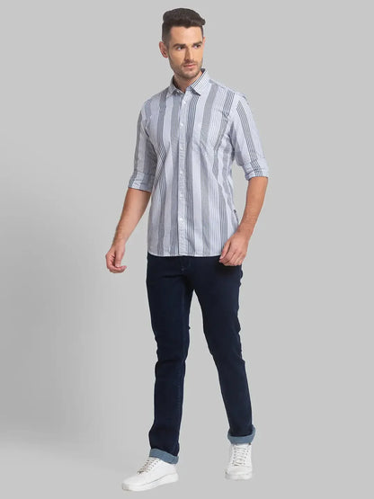 Men Blue Slim Fit Checks Cotton Full Sleeve Shirts