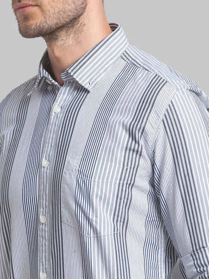 Men Blue Slim Fit Checks Cotton Full Sleeve Shirts
