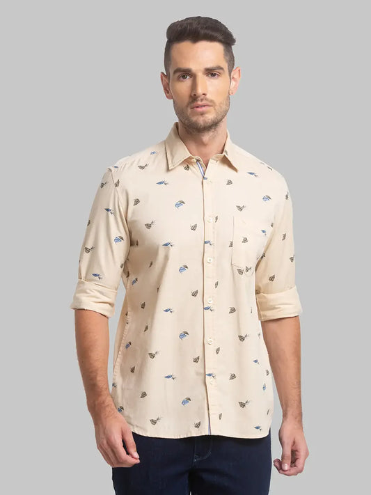 Men Fawn Slim Fit Print Cotton Full Sleeve Shirts