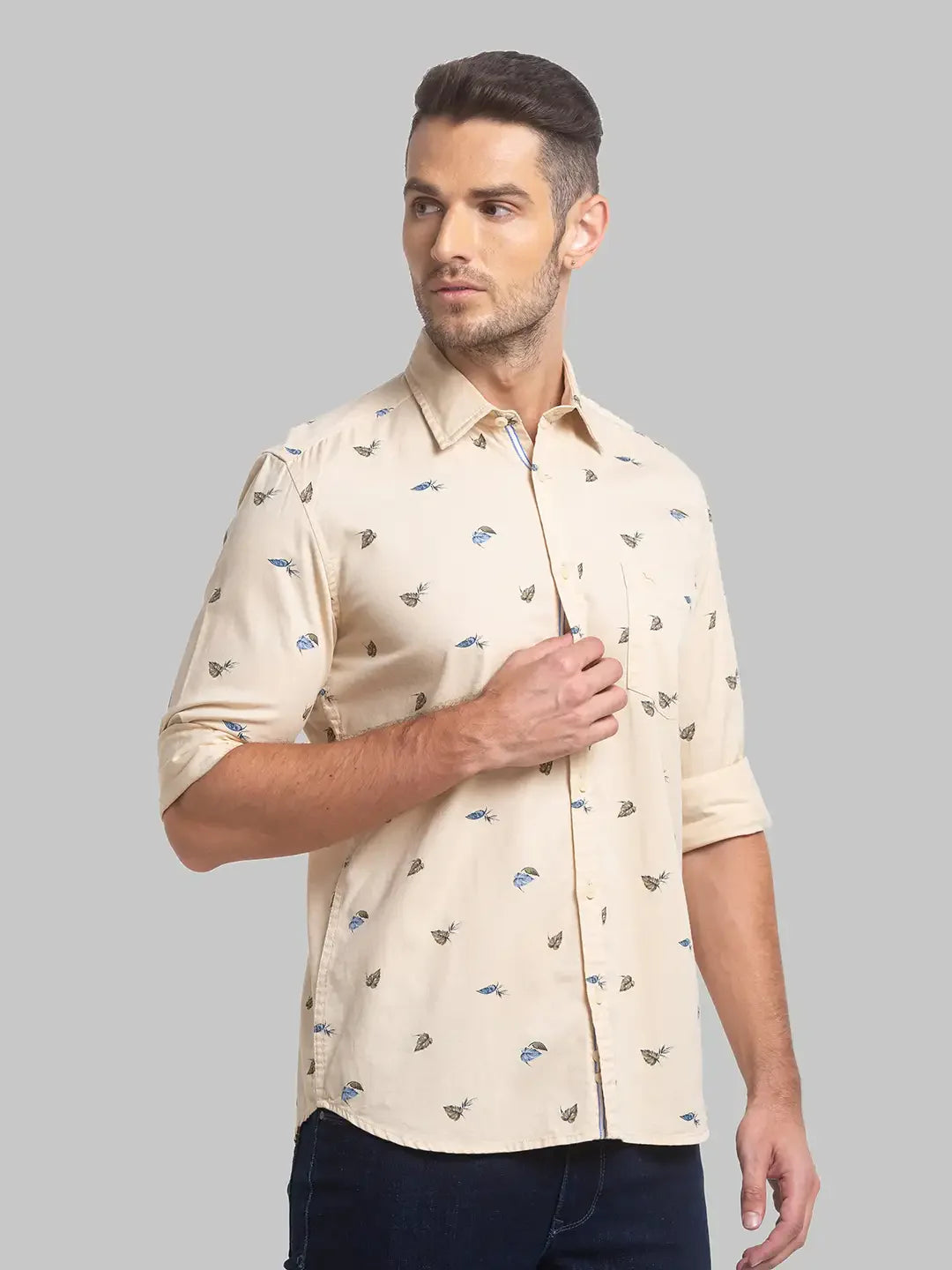 Men Fawn Slim Fit Print Cotton Full Sleeve Shirts